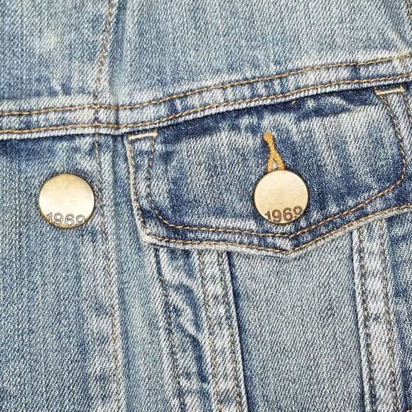 GAP 1969 Distressed Button Down Denim Jean Vest - Picture 4 of 15